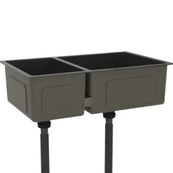 vidaXL Fregadero de cocina de acero inoxidable Negro Discount
