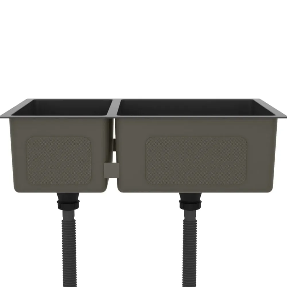 vidaXL Fregadero de cocina de acero inoxidable Negro Discount