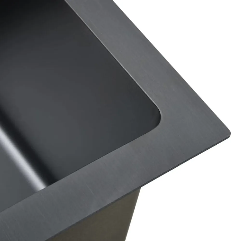 vidaXL Fregadero de cocina de acero inoxidable Negro Discount