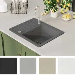 vidaXL Fregadero de cocina de granito con un seno Gris Sale
