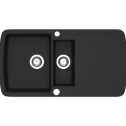 vidaXL Fregadero de cocina con dos senos de granito Negro Hot