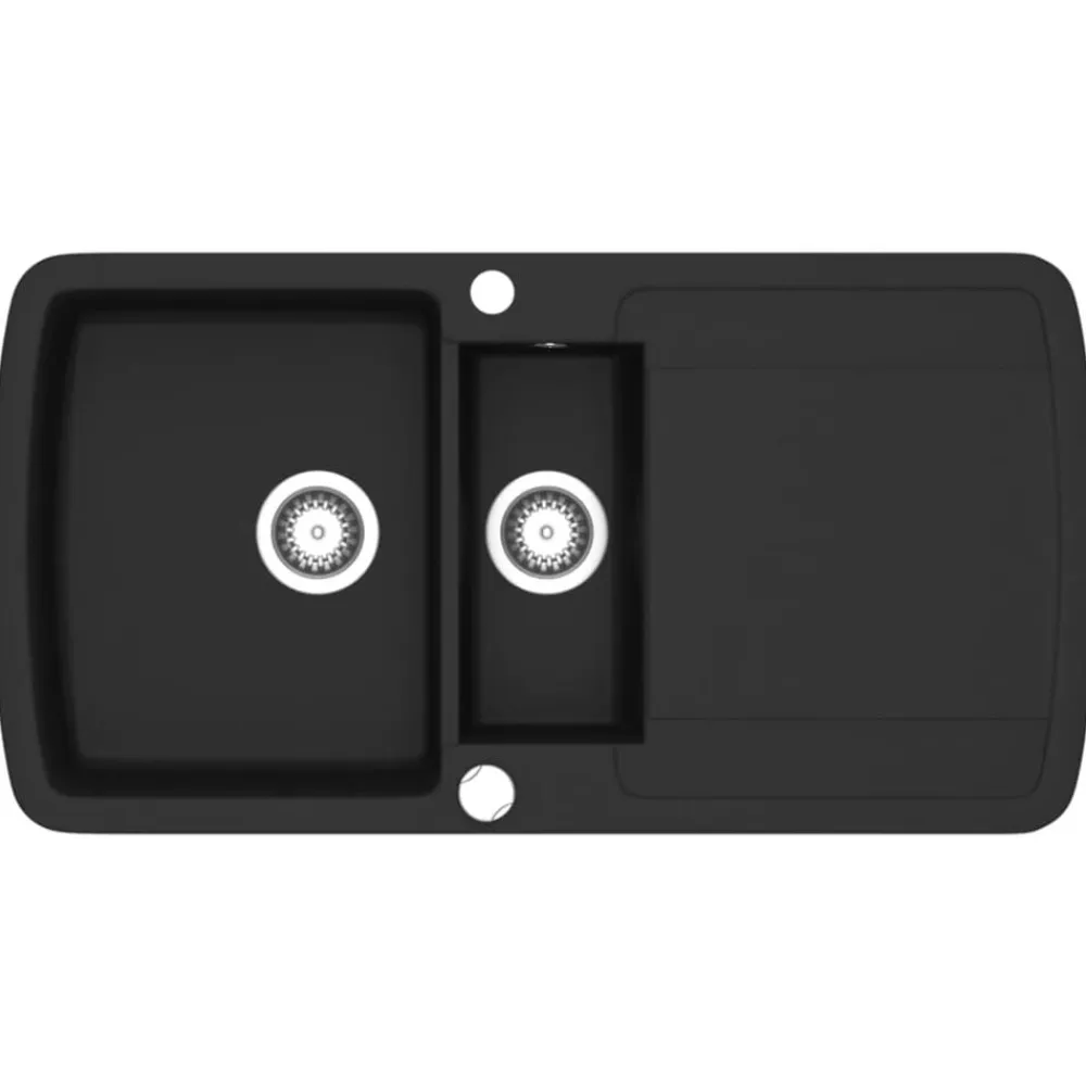 vidaXL Fregadero de cocina con dos senos de granito Negro Hot