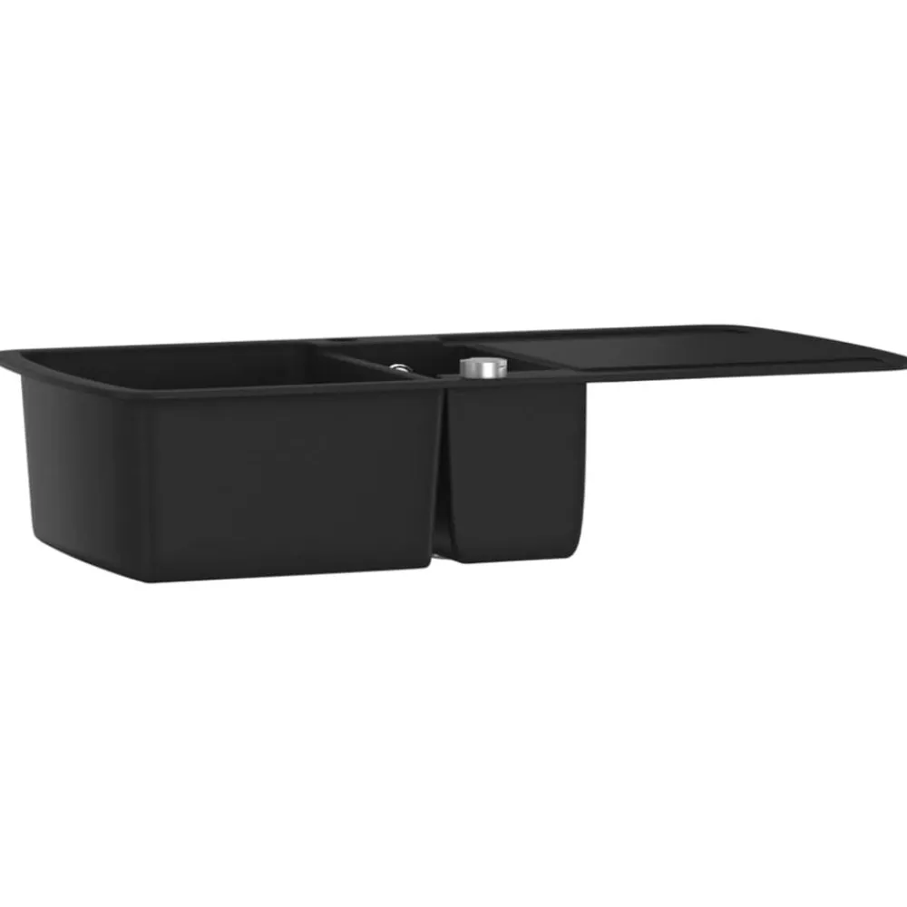 vidaXL Fregadero de cocina con dos senos de granito Negro Hot