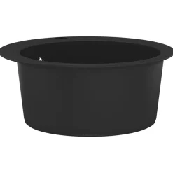 vidaXL Fregadero de cocina de granito con un seno redondo Negro Clearance