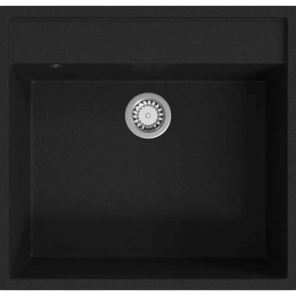 vidaXL Fontanería-Fregadero de cocina con rebosadero granito