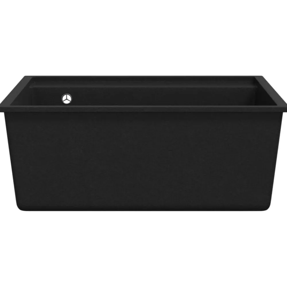 vidaXL Fontanería-Fregadero de cocina con rebosadero granito