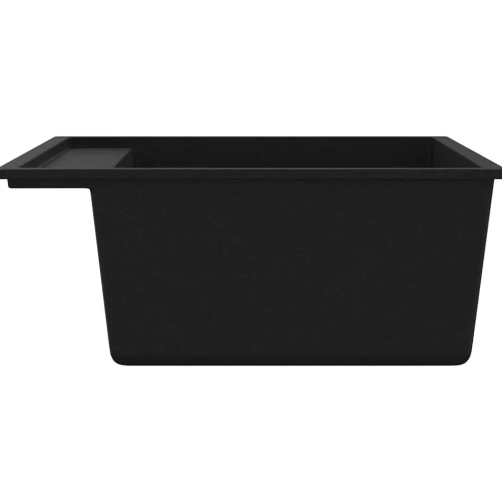 vidaXL Fontanería-Fregadero de cocina con rebosadero granito