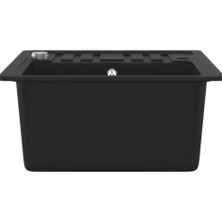 vidaXL Fregadero de cocina de granito con un seno Negro Best