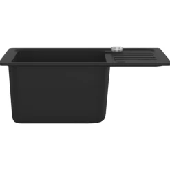 vidaXL Fregadero de cocina de granito con un seno Negro Best