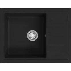 vidaXL Fregadero de cocina con rebosadero ovalado granito Negro Online