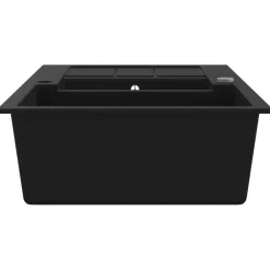 vidaXL Fregadero de cocina con 2 senos granito Negro Online