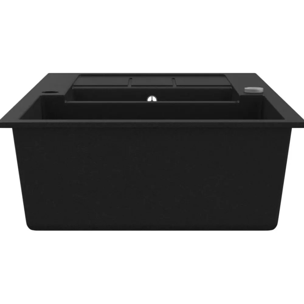 vidaXL Fregadero de cocina con 2 senos granito Negro Online