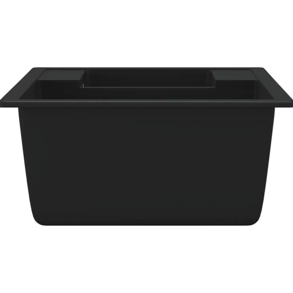 vidaXL Fontanería-Fregadero de cocina doble seno con rebosadero granito