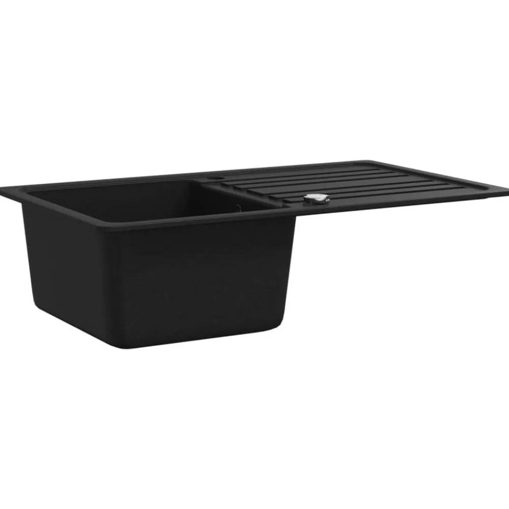vidaXL Fontanería-Fregadero de cocina de granito con un seno y escurridor