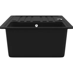 vidaXL Fontanería-Fregadero de cocina de granito con un seno y escurridor