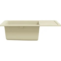vidaXL Fregadero de cocina con rebosadero ovalado granito Beige New