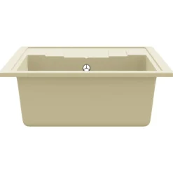 vidaXL Fregadero de cocina con rebosadero ovalado granito Beige New