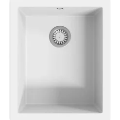 vidaXL Fregadero de cocina con rebosadero granito Blanco Online
