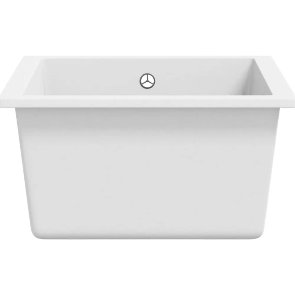 vidaXL Fregadero de cocina con rebosadero granito Blanco Online