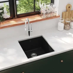 vidaXL Fontanería-Fregadero de cocina de granito con un seno