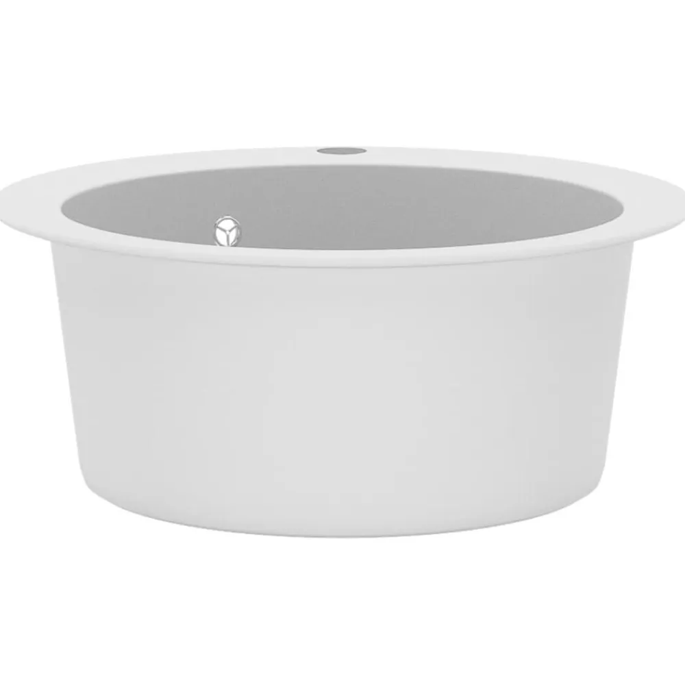 vidaXL Fregadero de cocina de granito con un seno redondo Blanco Clearance