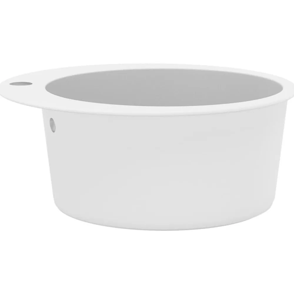 vidaXL Fregadero de cocina de granito con un seno redondo Blanco Clearance