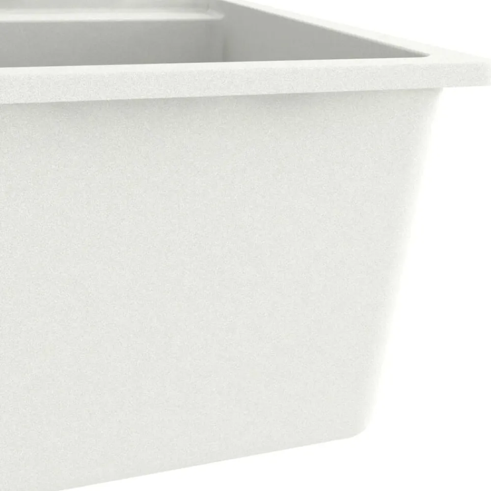 vidaXL Fregadero de cocina con rebosadero granito Blanco Discount
