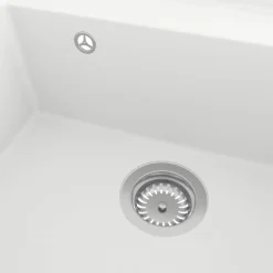 vidaXL Fregadero de cocina con rebosadero granito Blanco Discount