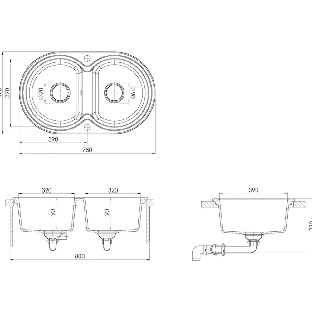 vidaXL Fregadero de cocina 78 x 47 x 20.5 cm granito White Outlet