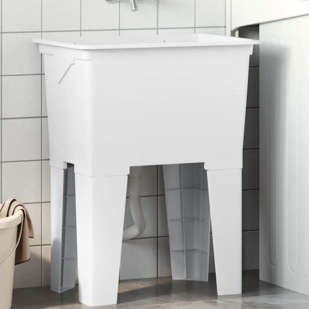 vidaXL Fregadero de lavadero de resina 59x41x75 cm Blanco Clearance