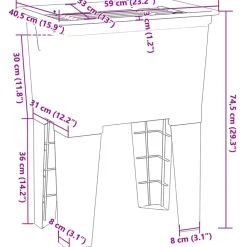 vidaXL Fregadero de lavadero de resina 59x41x75 cm Blanco Clearance