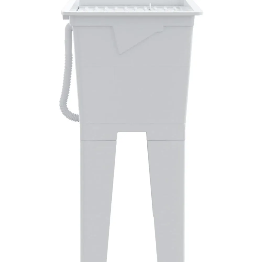 vidaXL Fregadero de lavadero de resina 59x41x75 cm Blanco Clearance