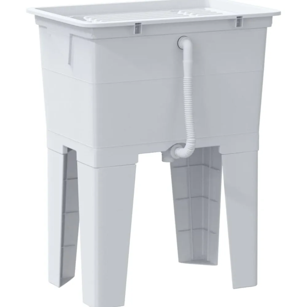 vidaXL Fregadero de lavadero de resina 59x41x75 cm Blanco Clearance