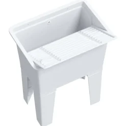 vidaXL Fregadero de lavadero de resina 59x41x75 cm Blanco Clearance
