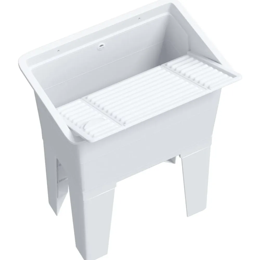 vidaXL Fregadero de lavadero de resina 59x41x75 cm Blanco Clearance
