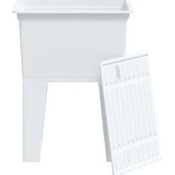 vidaXL Fregadero de lavadero de resina 59x41x75 cm Blanco Clearance