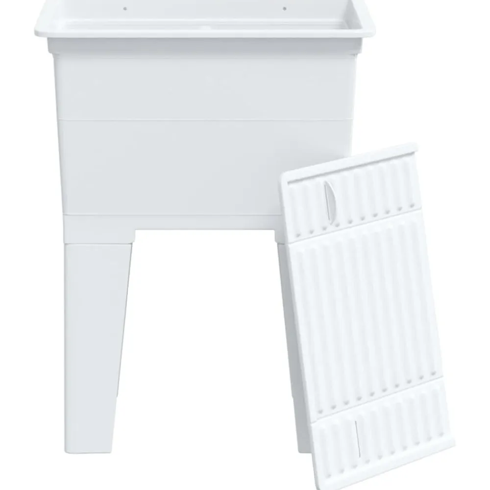 vidaXL Fregadero de lavadero de resina 59x41x75 cm Blanco Clearance