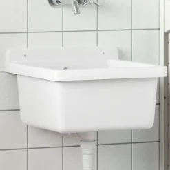 vidaXL Fontanería-Fregadero lavabo de pared resina 40x40x24 cm