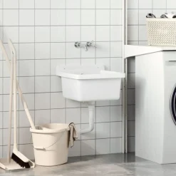 vidaXL Fontanería-Fregadero lavabo de pared resina 40x40x24 cm