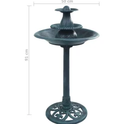vidaXL Fuente de baño para pájaros plástico 50x91 cm Verde Sale