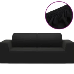 vidaXL Funda elástica para sillón de 2 plazas poliéster jersey negra Negro Outlet