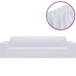 vidaXL Decoración-Funda elástica para sofá de 4 plazas poliéster jersey blanca