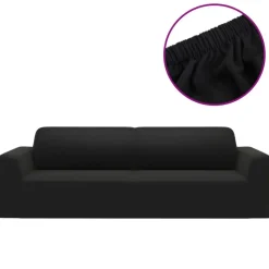 vidaXL Decoración-Funda elástica para sillón de 3 plazas poliéster jersey negra