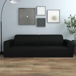 vidaXL Decoración-Funda elástica para sillón de 3 plazas poliéster jersey negra