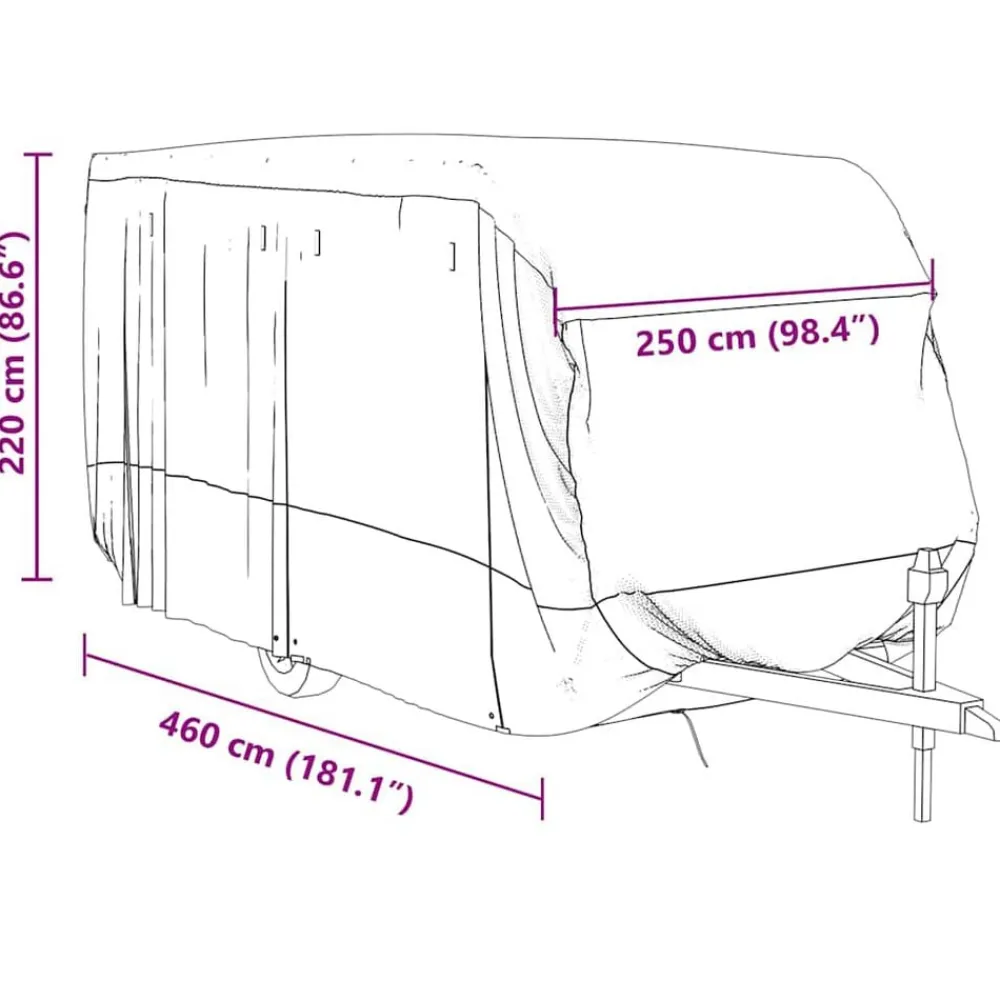 vidaXL Piezas Y Accesorios Para Vehículos-Funda para caravana tela no tejida gris 460x250x220 cm