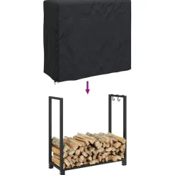 vidaXL Funda para leñero Liso Negro 61 x 122 x 106 cm Tela Oxford 600D Online