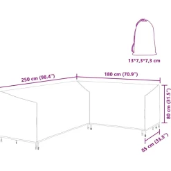vidaXL Accesorios Para Muebles De Jardín-Funda para muebles Negro 250 x 180 x 80 cm Tela Oxford 420D