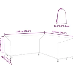 vidaXL Funda para muebles Negro 235 x 235 x 85 cm Tela Oxford 420D Best