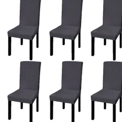 vidaXL Decoración-Funda para silla elástica recta 6 unidades gris