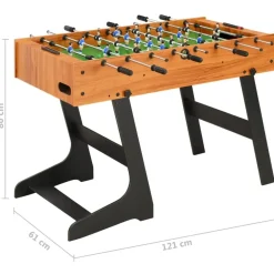 vidaXL Juegos De Interior-Futbolín plegable marrón claro 121x61x80 cm